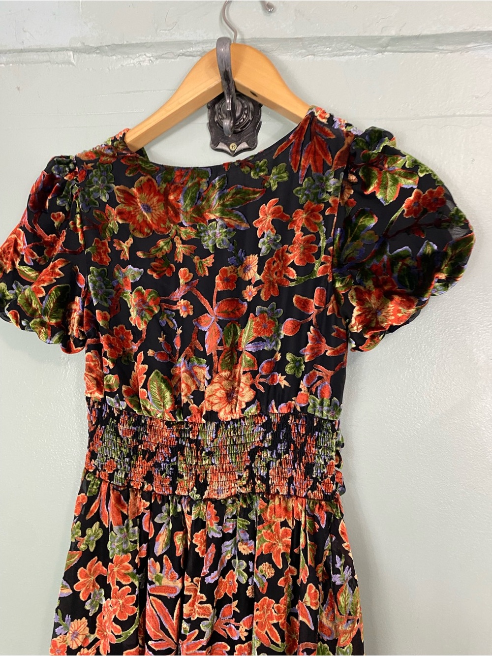 Anthropologie Katerina Velvet Floral Maxi Dress Size 00 Petite - Picture 7 of 7